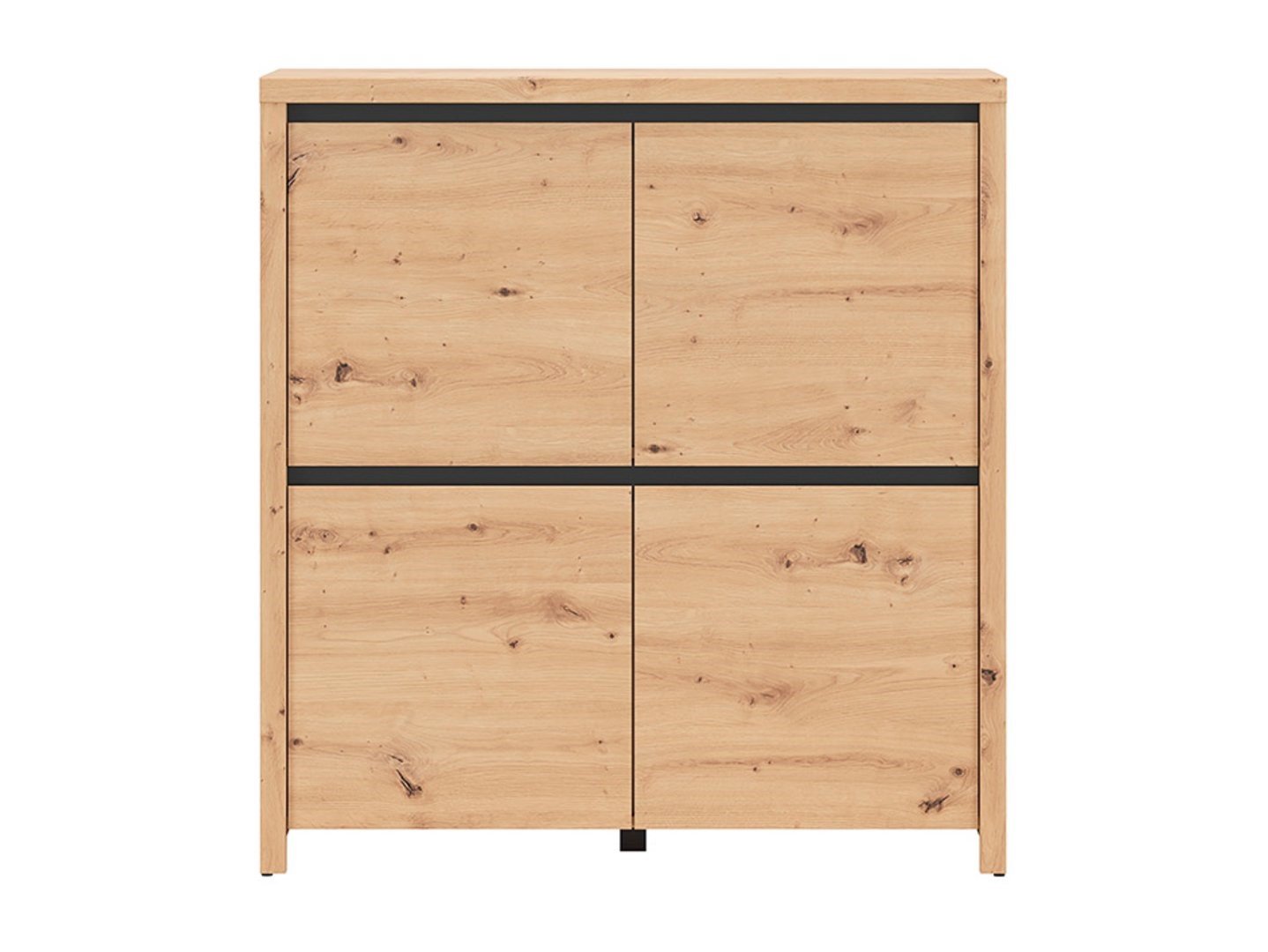 LARIOS chest of drawers with four doors, 105 cm, oak imitation/black