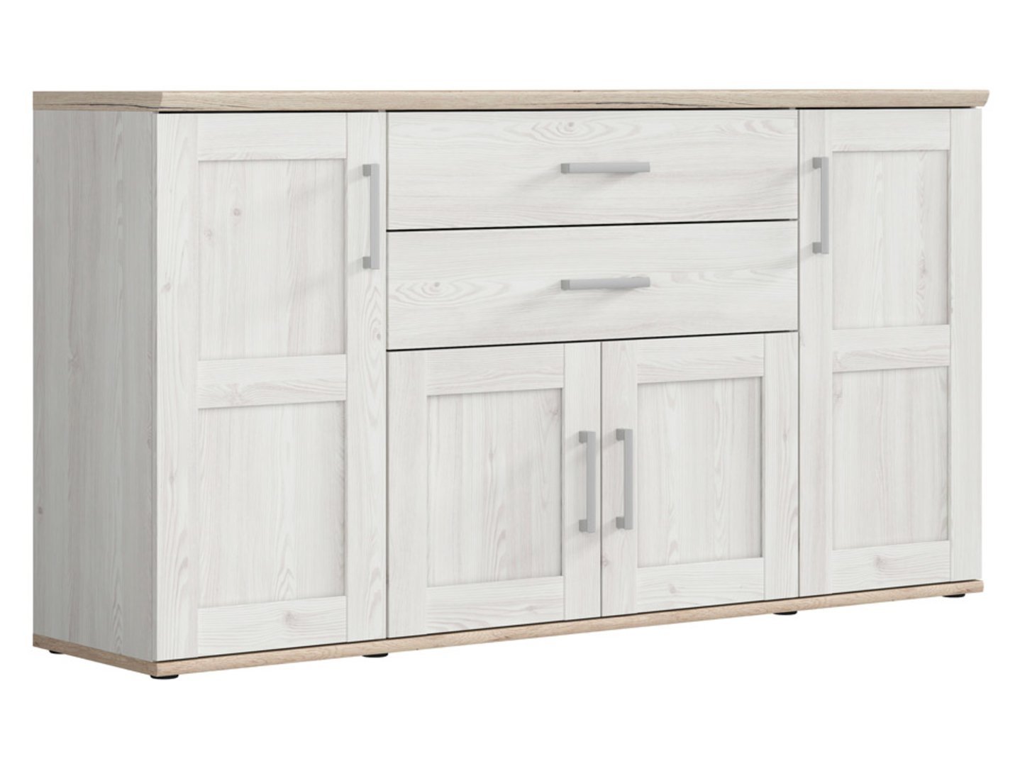 Four-door chest of drawers with two drawers ROMANCE 186 cm light Sibiu larch/light San Remo oak