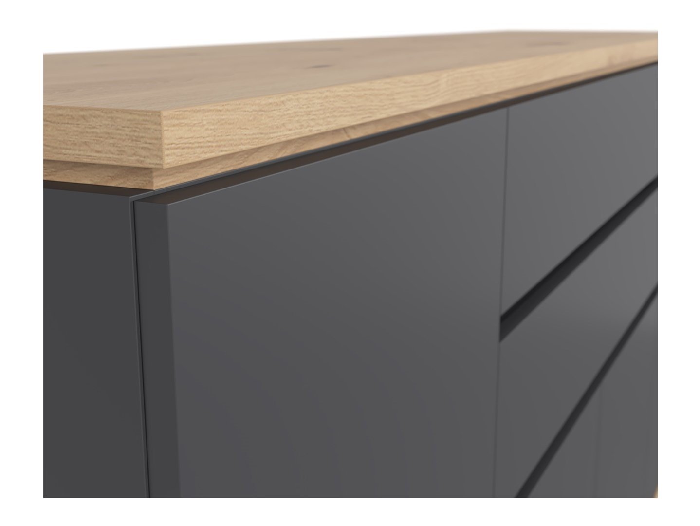YAMAEL chest of drawers with two drawers, 184 cm, graphite/artisan oak - Image 4