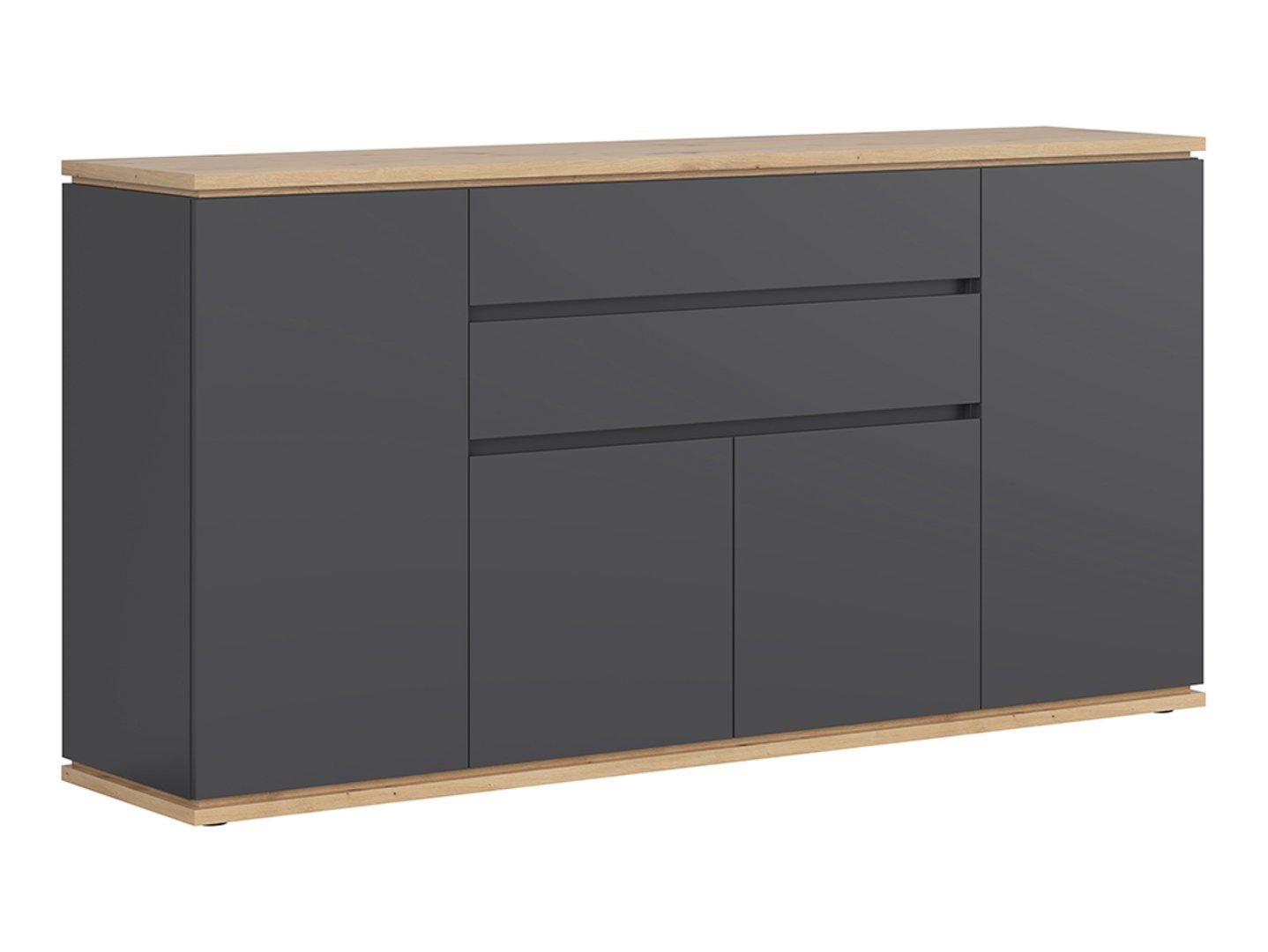 YAMAEL chest of drawers with two drawers, 184 cm, graphite/artisan oak - Image 5