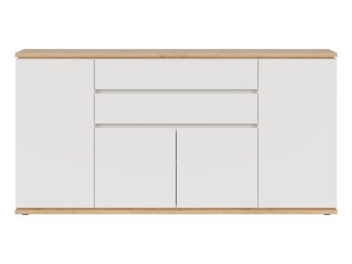 YAMAEL chest of drawers with four doors and two drawers, 184 cm, white/artificial oak