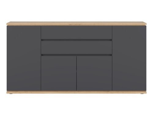 YAMAEL chest of drawers with two drawers, 184 cm, graphite/artisan oak
