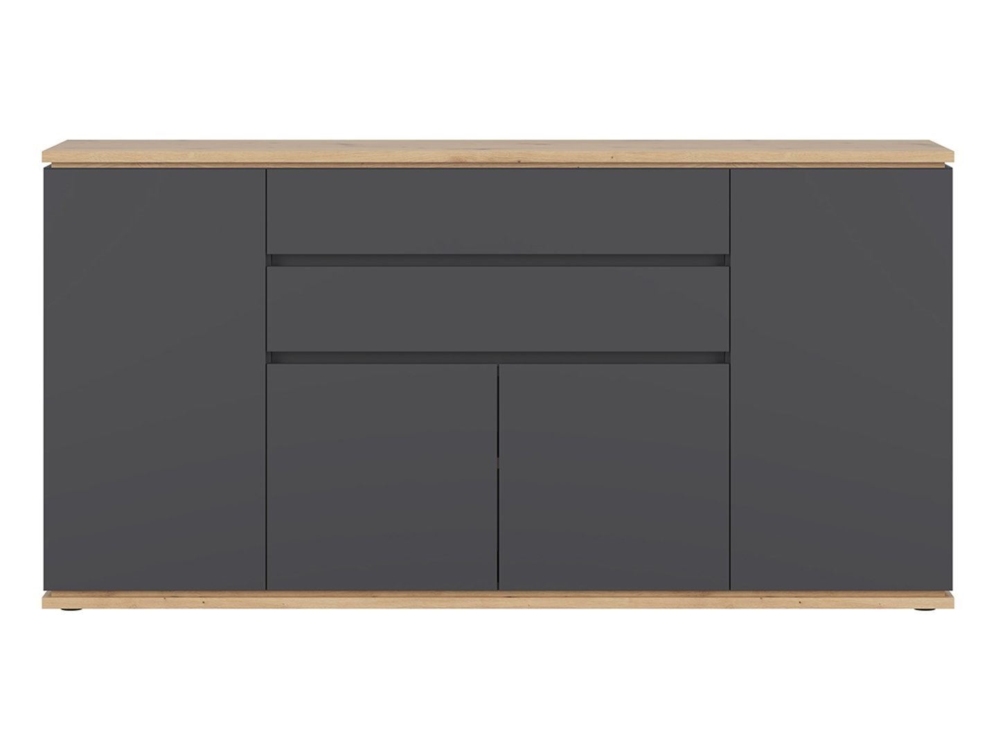 YAMAEL chest of drawers with two drawers, 184 cm, graphite/artisan oak