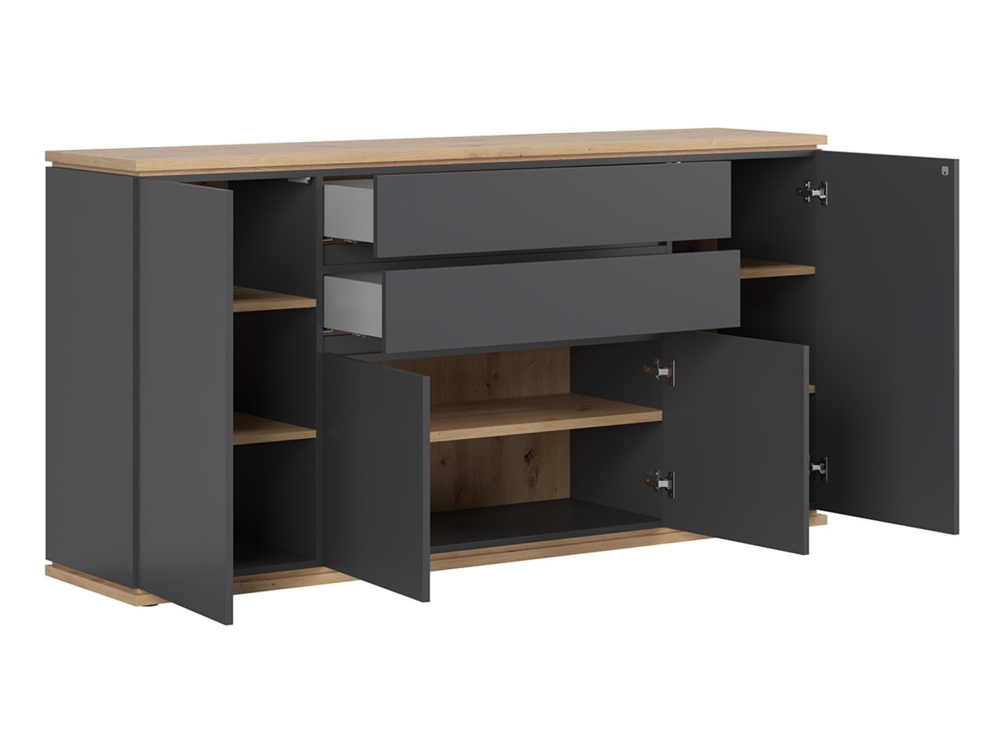 YAMAEL chest of drawers with two drawers, 184 cm, graphite/artisan oak - Image 2