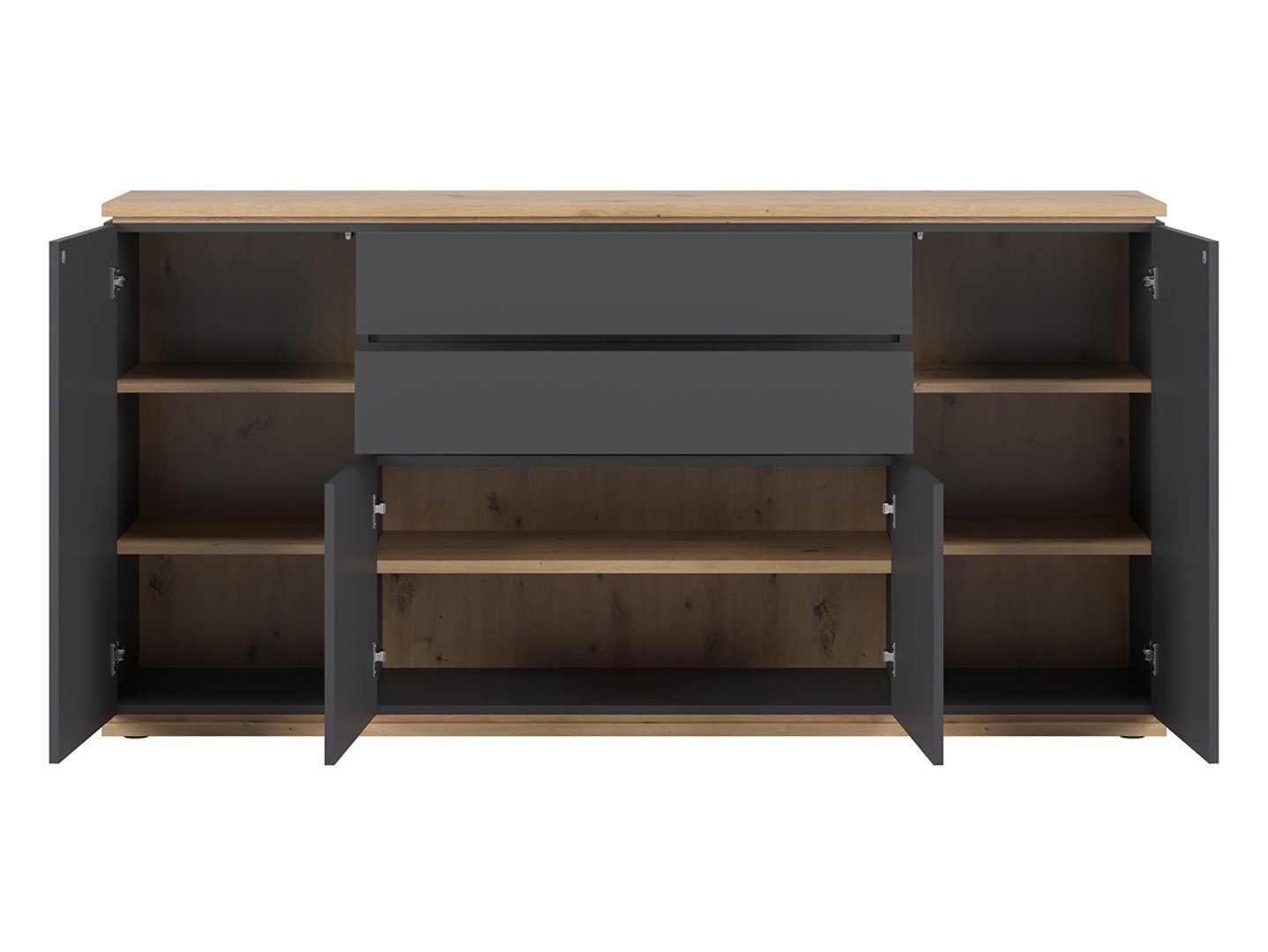YAMAEL chest of drawers with two drawers, 184 cm, graphite/artisan oak - Image 3