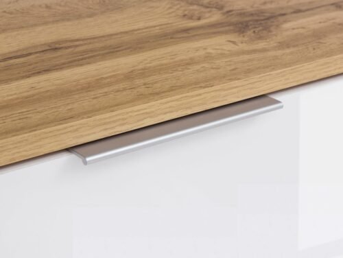 ZELE chest of drawers with four doors, 104 cm, Wotan oak / glossy white
