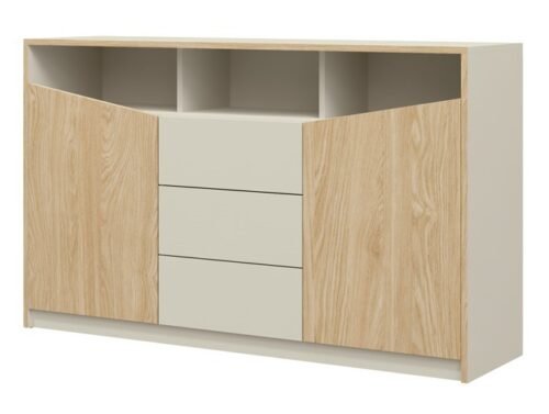Atson two-door chest of drawers, oak/grey beige, ADRK