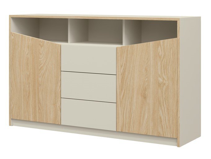 Atson two-door chest of drawers, oak/grey beige, ADRK