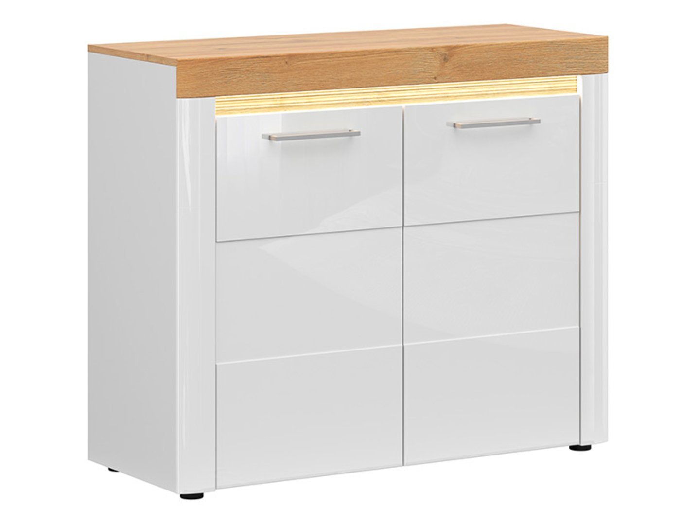 HORTON two-door chest of drawers 106.5 cm, golden oak "Grandson" / white glossy color