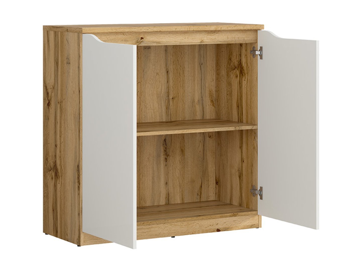 NUIS two-door chest of drawers, 90 cm, wotan oak/glossy white - Image 2