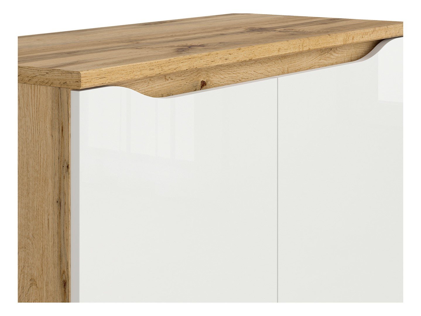 NUIS two-door chest of drawers, 90 cm, wotan oak/glossy white - Image 4