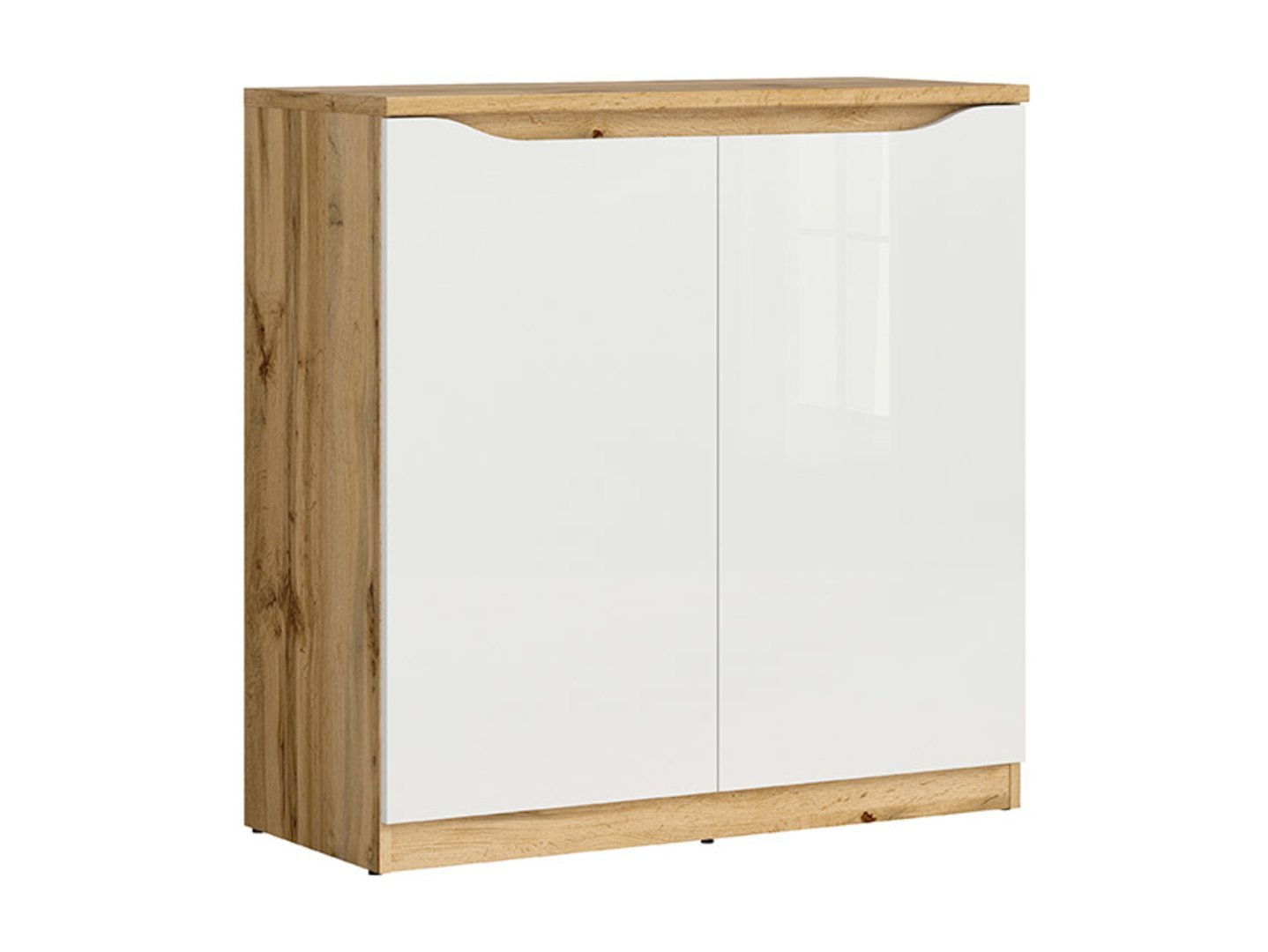 NUIS two-door chest of drawers, 90 cm, wotan oak/glossy white