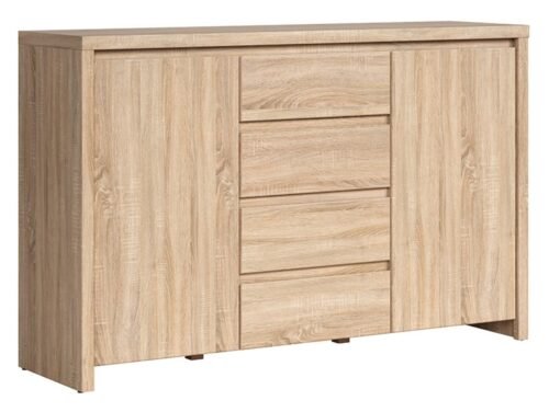 Two-door chest of drawers with four drawers KASPIAN 143.5 cm, Sonoma oak/Sonoma oak