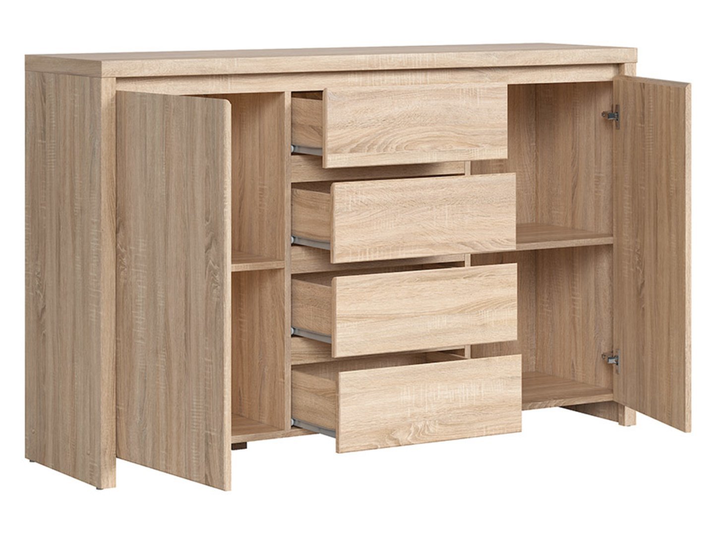 Two-door chest of drawers with four drawers KASPIAN 143.5 cm, Sonoma oak/Sonoma oak - Image 3