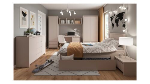 Two-door chest of drawers with four drawers KASPIAN 143.5 cm cashmere color