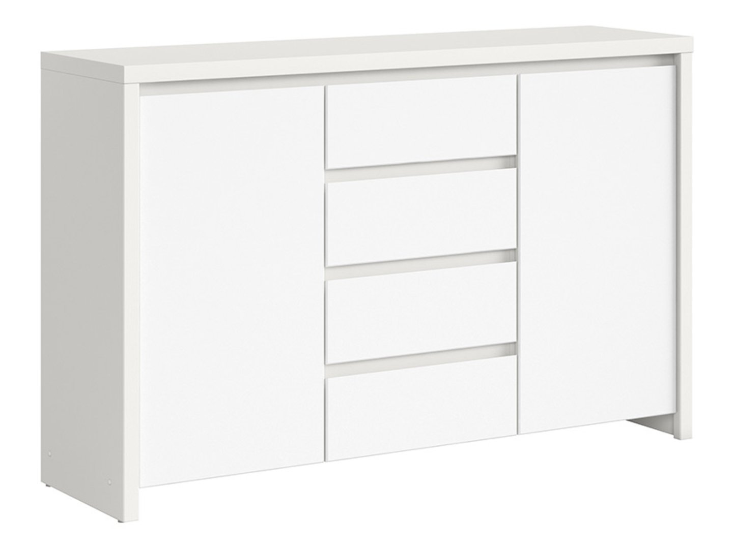 Two-door chest of drawers with four drawers KASPIAN, 143.5 cm, white/matt white