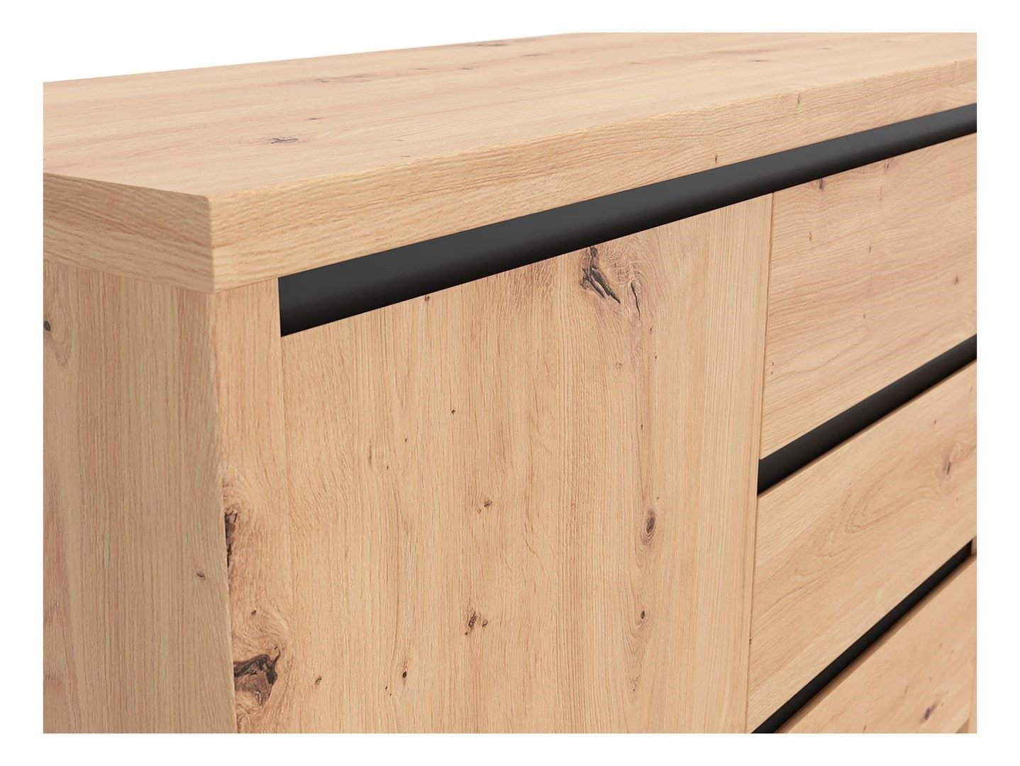 LARIOS chest of drawers with two doors and four drawers, 143 cm, oak imitation / black - Image 4