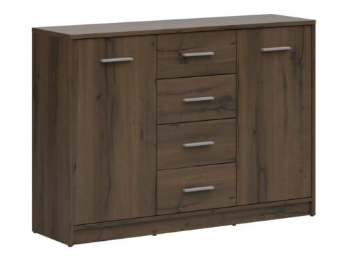 Two-door chest of drawers with four drawers NEPO PLUS 119 cm, noble oak