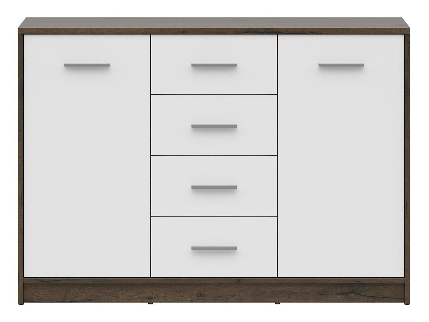 Two-door chest of drawers with four drawers NEPO PLUS 119 cm, noble oak/white - Image 4