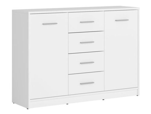 Two-door chest of drawers with four drawers NEPO PLUS 118.5 cm white