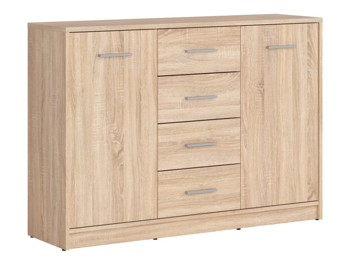Two-door chest of drawers with four drawers NEPO PLUS 118.5 cm, Sonoma oak