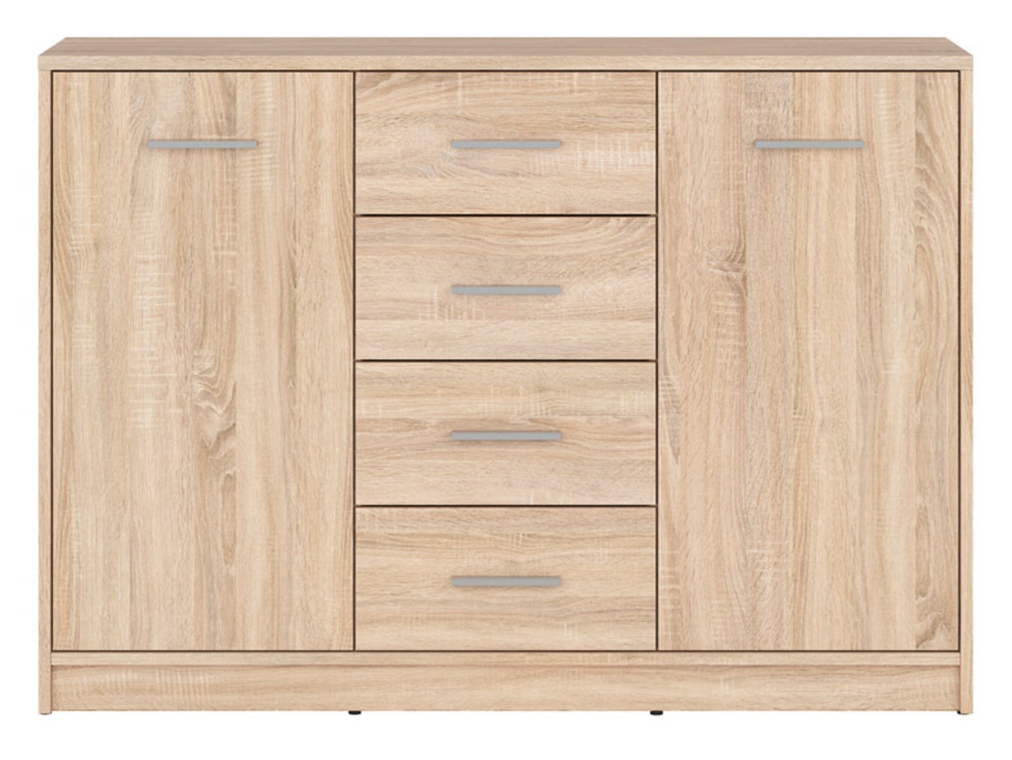 Two-door chest of drawers with four drawers NEPO PLUS 118.5 cm, Sonoma oak - Image 2