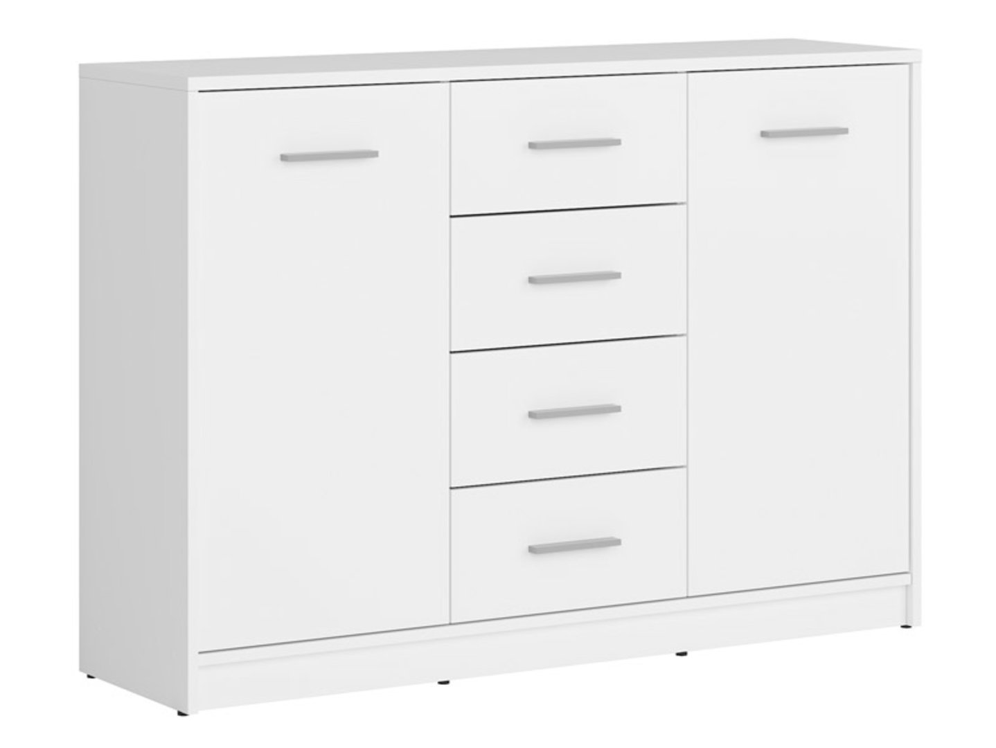 Two-door chest of drawers with four drawers NEPO PLUS 118.5 cm white