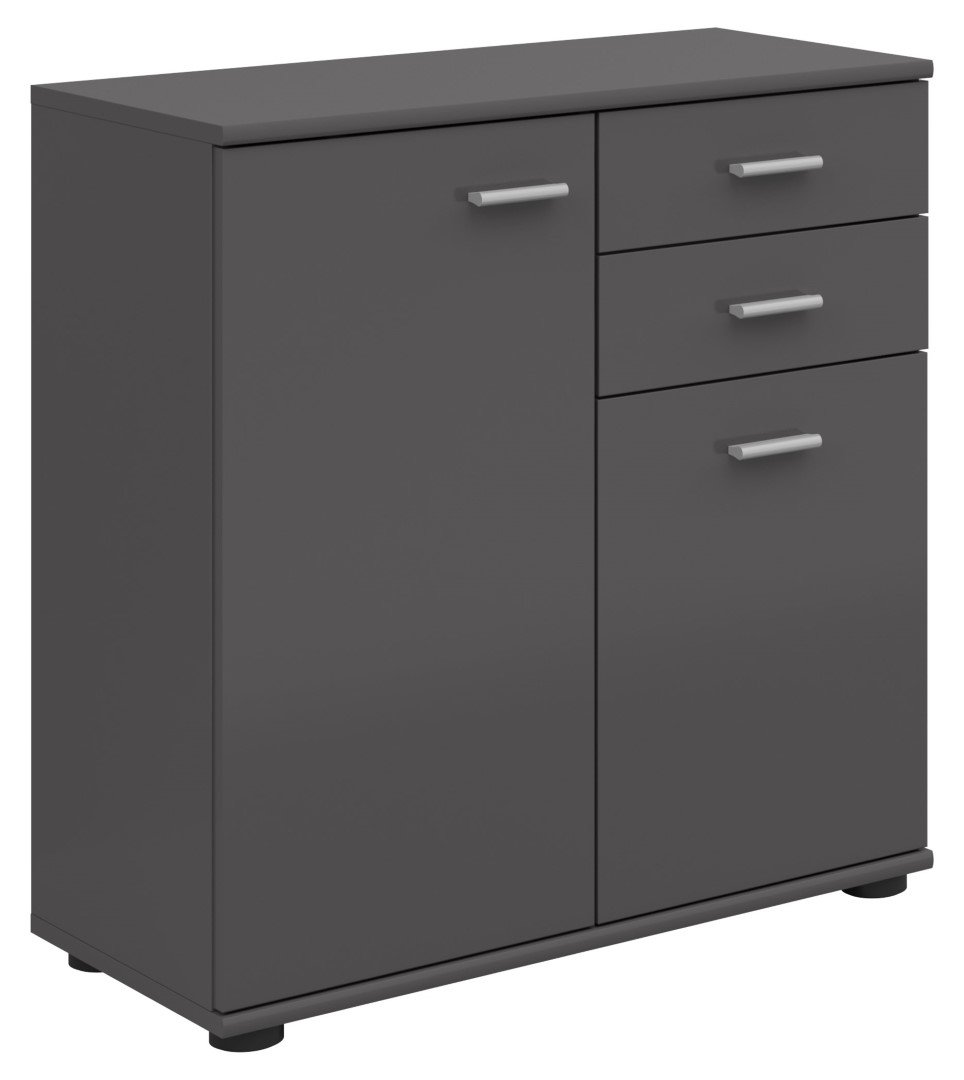 NOEDA two-door chest of drawers with two drawers, 70.9 cm, graphite color