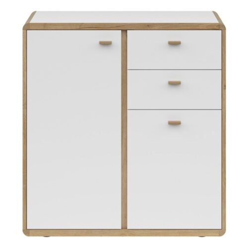 Two-door chest of drawers RONDA 86 cm, light oak flagpole color/white