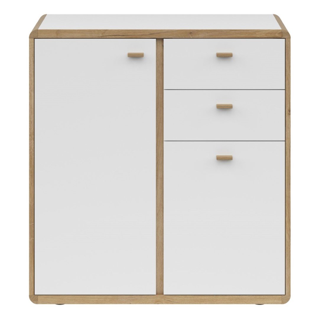 Two-door chest of drawers RONDA 86 cm, light oak flagpole color/white