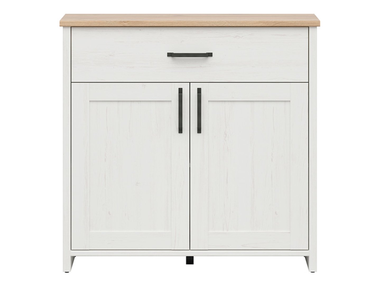 LOKSA chest of drawers with two doors and a drawer, 101.5 cm, Andersen pine, white - Image 2