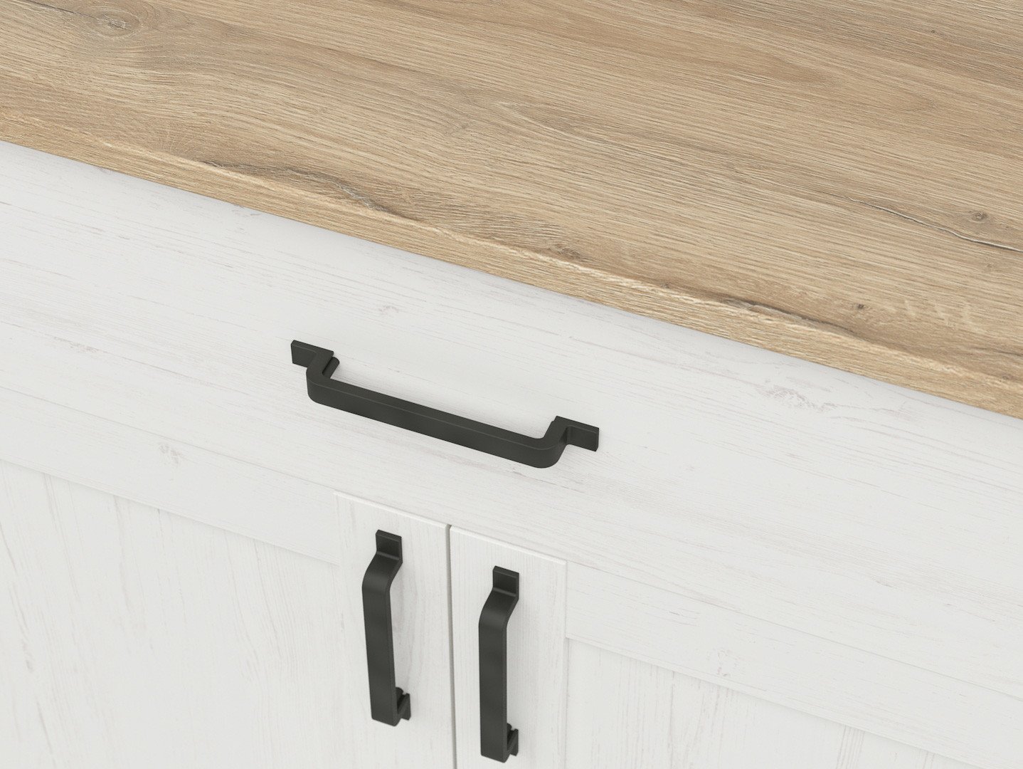 LOKSA chest of drawers with two doors and a drawer, 101.5 cm, Andersen pine, white - Image 4