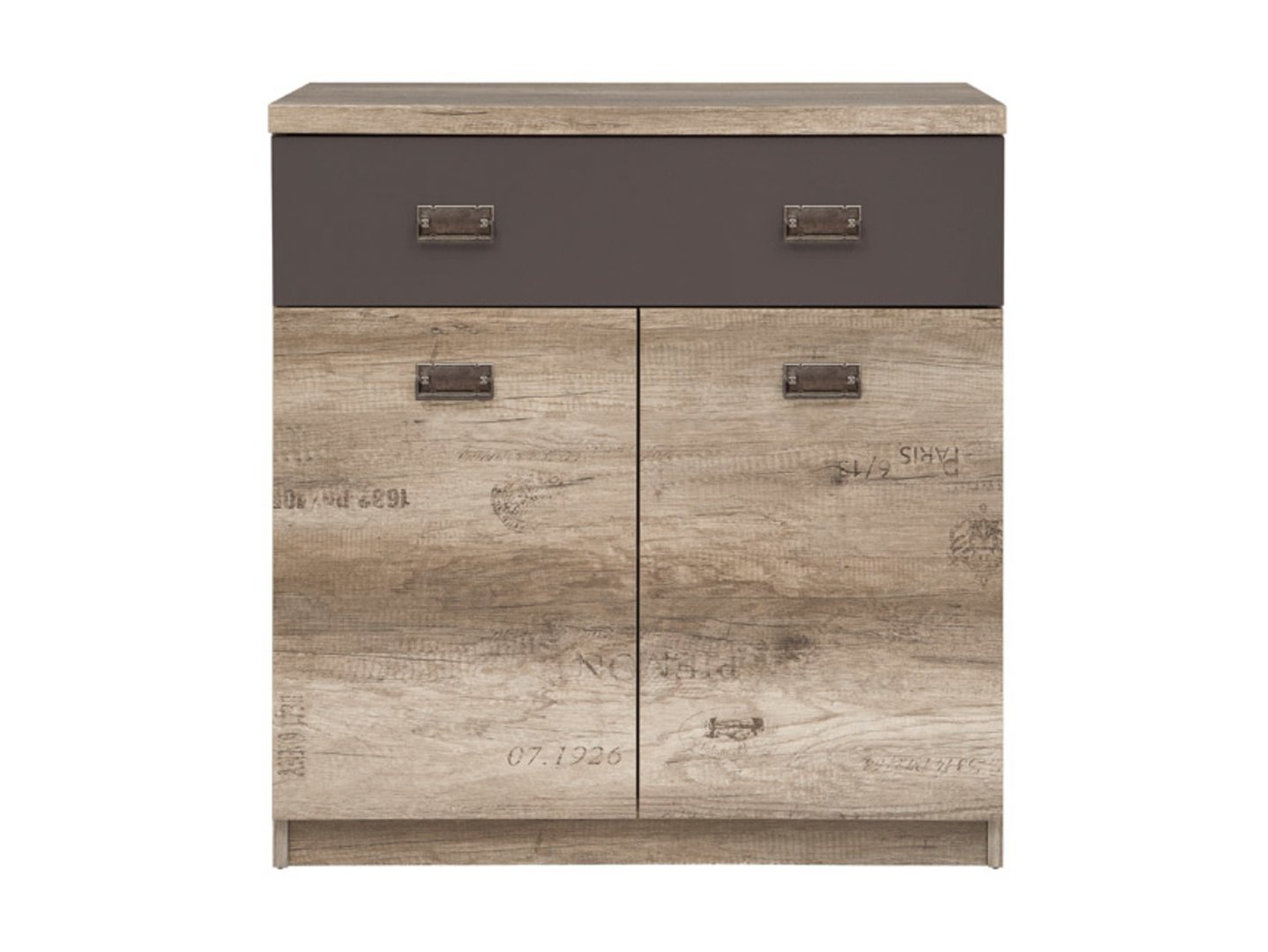 Two-door chest of drawers MALCOLM 80 cm, imitation monumental oak/imitation monumental oak with pattern - Image 2