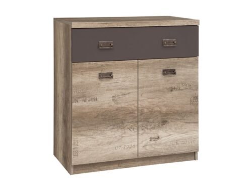 Two-door chest of drawers MALCOLM 80 cm, imitation monumental oak/imitation monumental oak with pattern