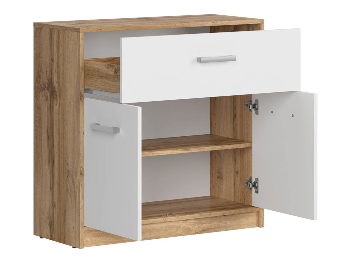 Two-door chest of drawers with drawer MATOS 80 cm, Wotan oak/white - Image 3