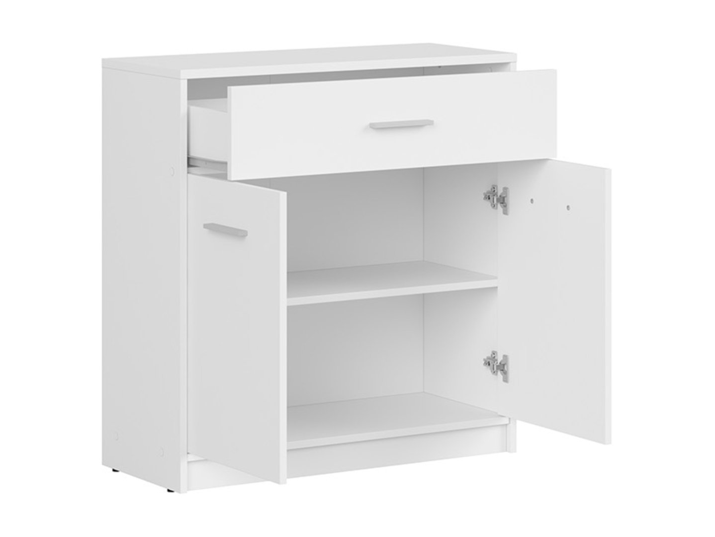 Two-door chest of drawers with drawer NEPO PLUS 80 cm, white - Image 3