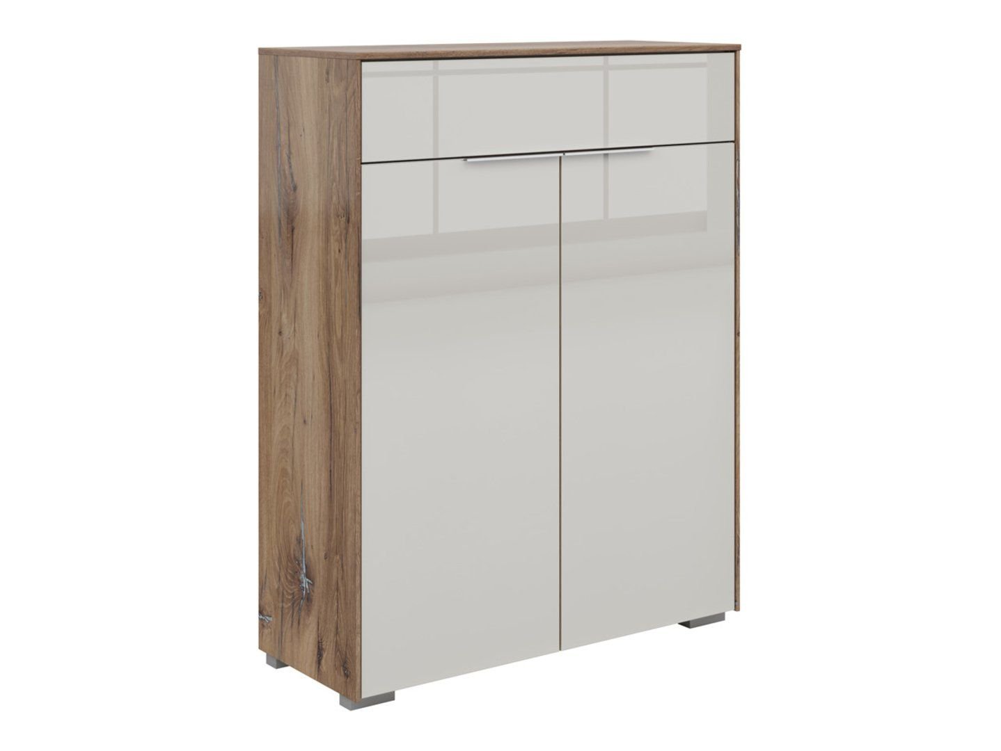 Nevada chest of drawers with 2 doors and a drawer, 81 cm, dark flag oak