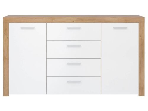 BALDER two-door chest of drawers 155 cm, Riviera oak/white glossy color