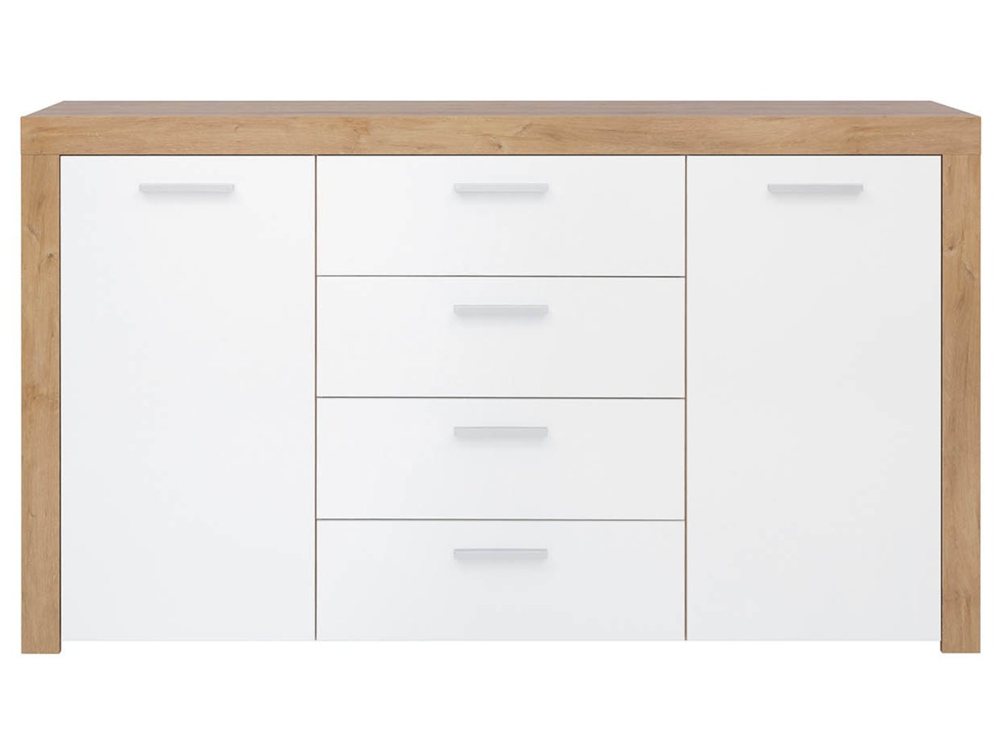 BALDER two-door chest of drawers 155 cm, Riviera oak/white glossy color