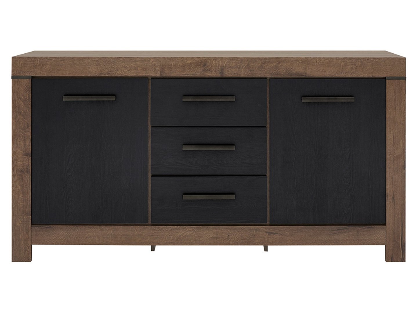 Chest of drawers with two doors and three drawers BALIN 160 cm, monastery oak/black oak - Image 6