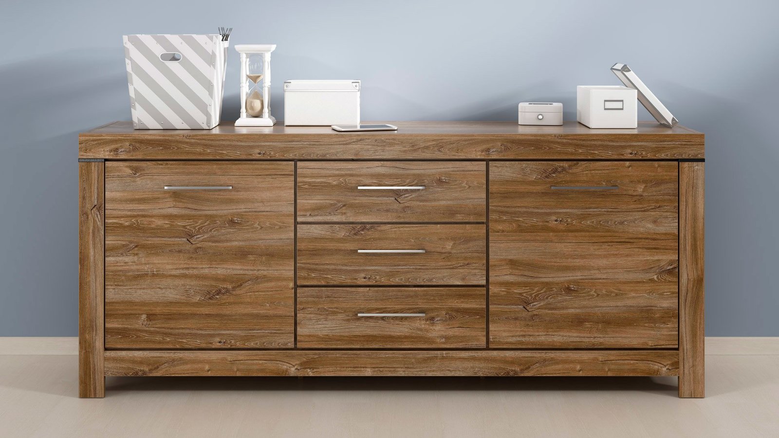 Two-door chest of drawers with three drawers GENT 200 cm, Stirling oak - Image 3