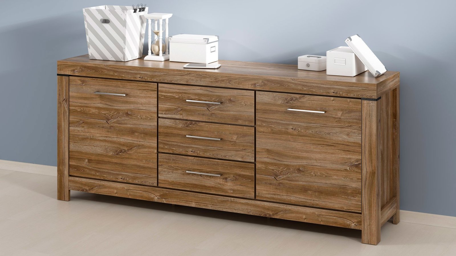 Two-door chest of drawers with three drawers GENT 200 cm, Stirling oak - Image 4