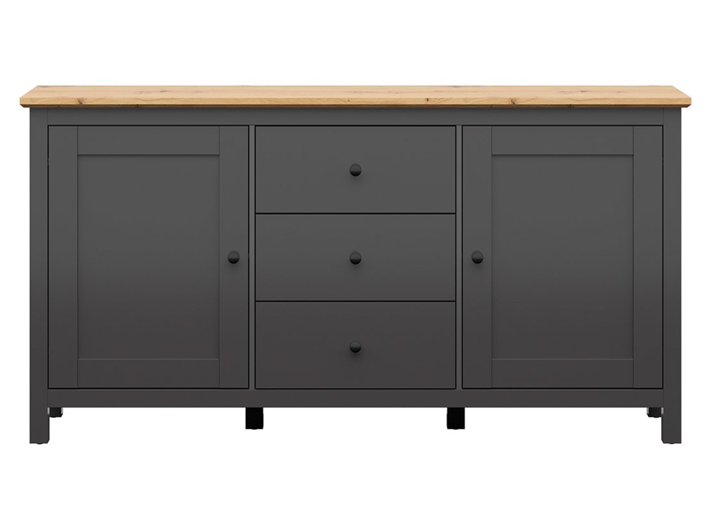 HESEN chest of drawers with two doors and three drawers, 186 cm, graphite/artificial oak - Image 2