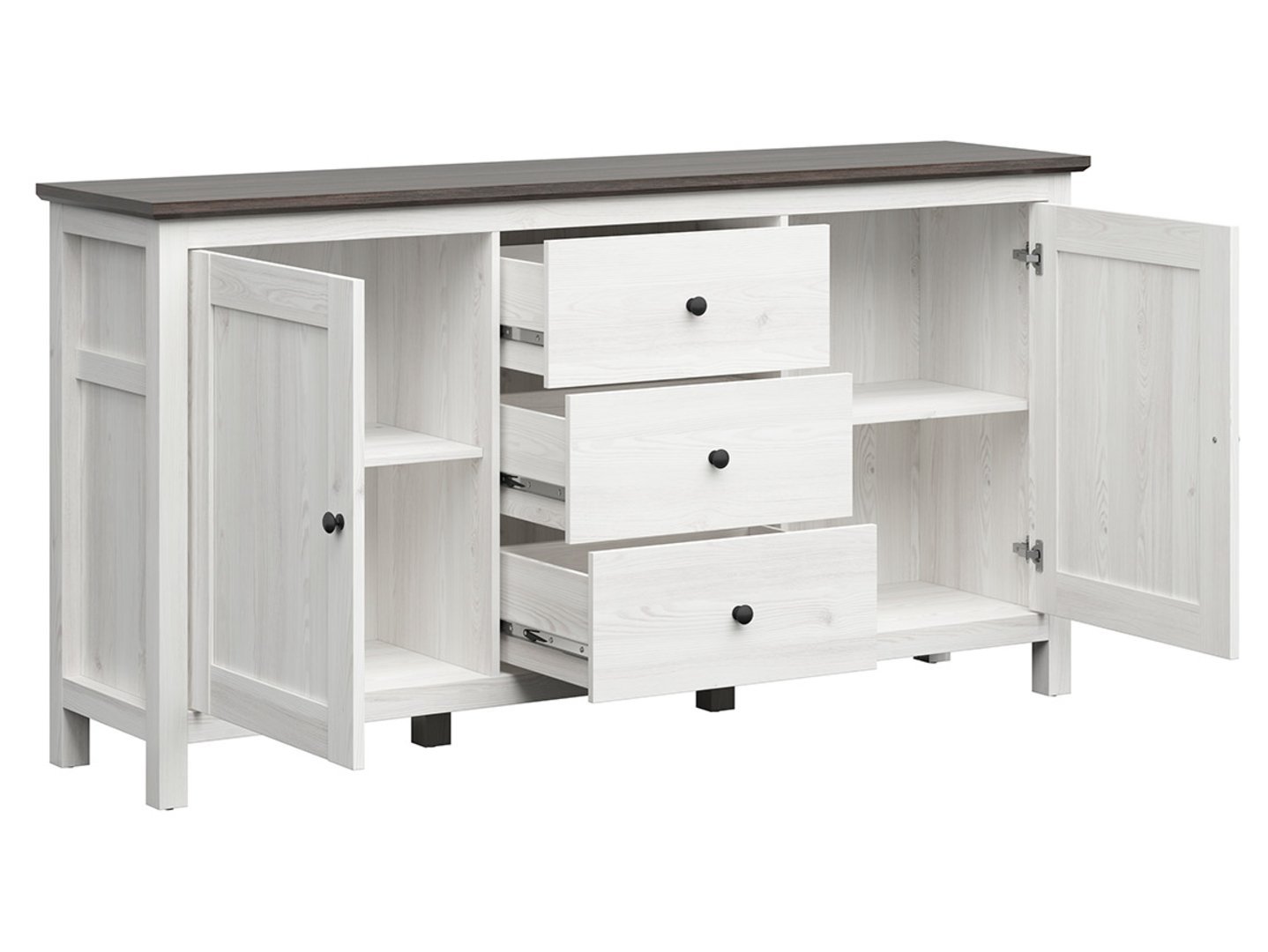 HESEN chest of drawers with two doors and three drawers, 186 cm, light Sibiu larch/Larissa pine - Image 3