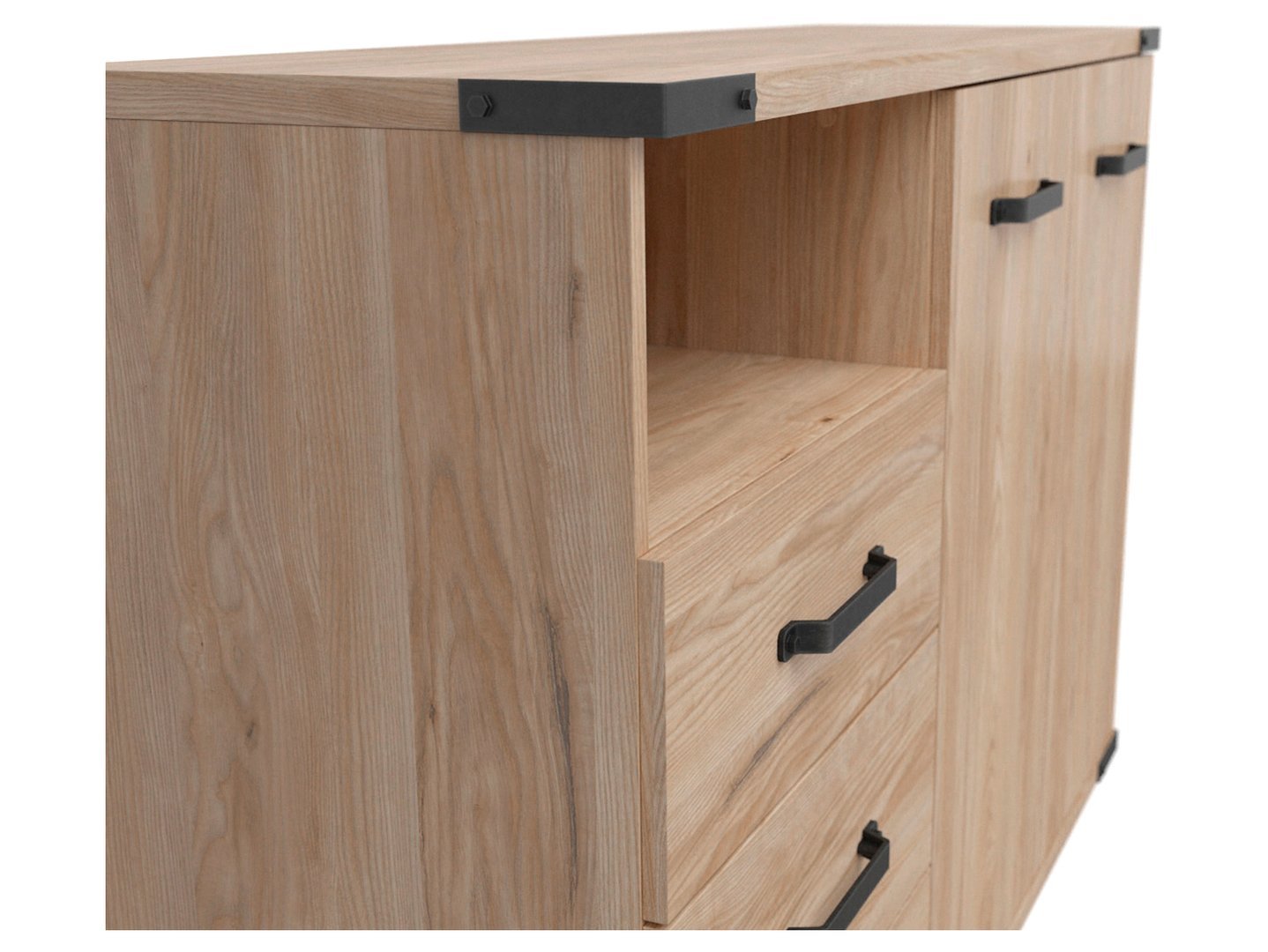 Two-door chest of drawers with three drawers LARA 130 cm Belarusian ash - Image 3