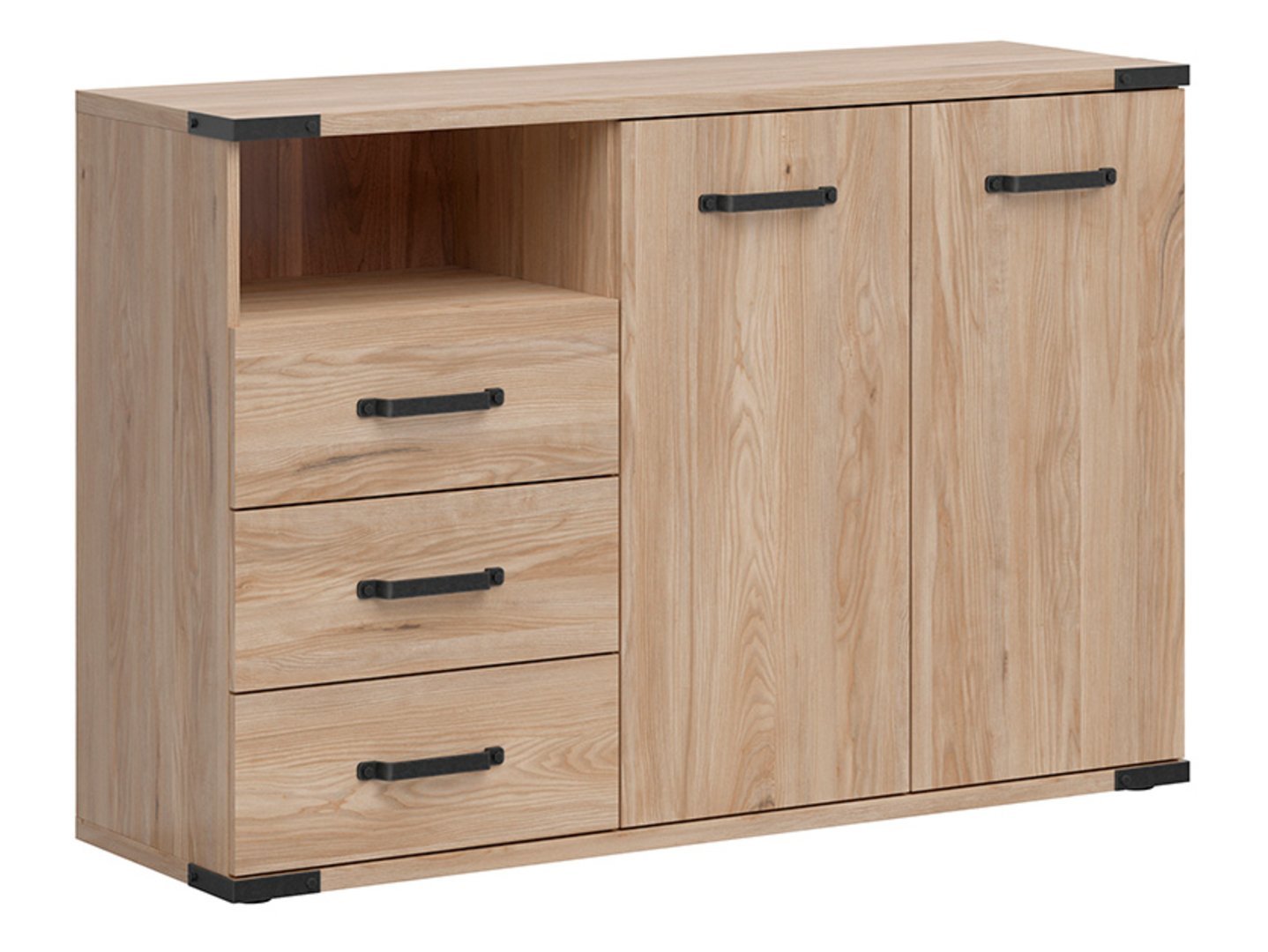 Two-door chest of drawers with three drawers LARA 130 cm Belarusian ash - Image 5