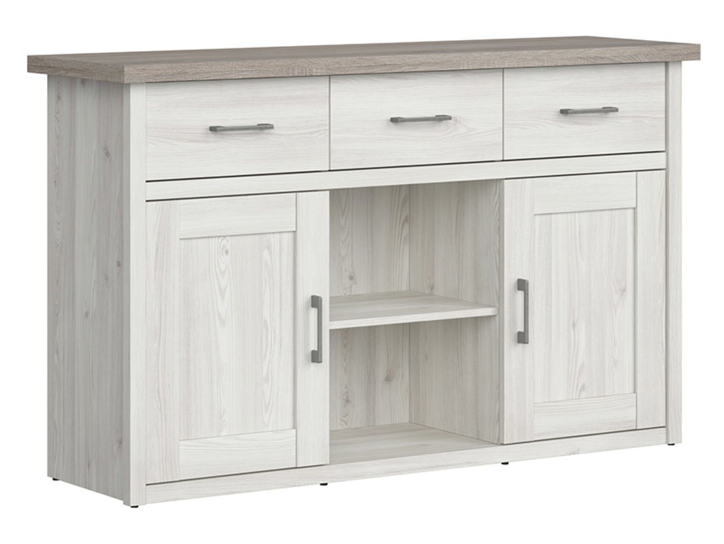 Chest of drawers with two doors and three drawers LUCA JUZI 148 cm light Sibiu larch/dark Sonoma oak