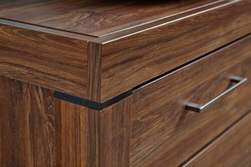 Two-door chest of drawers with display case and six drawers GENT 166 cm, Stirling oak