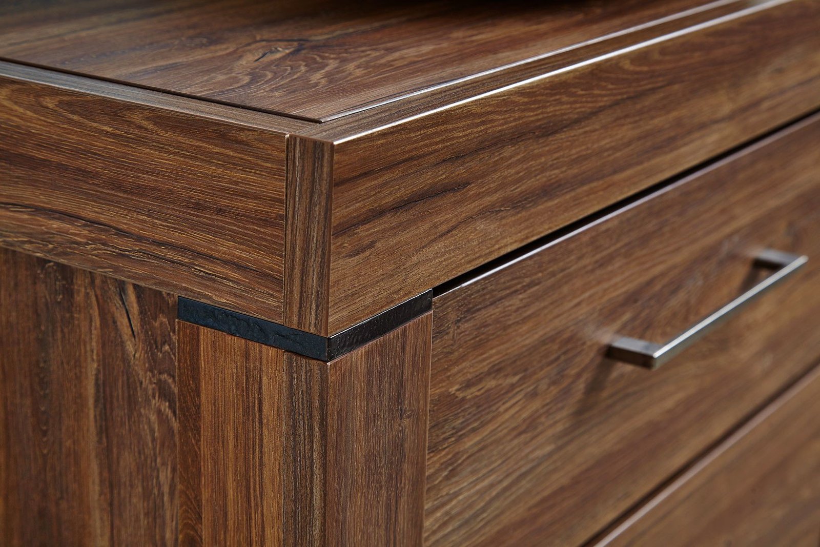 Two-door chest of drawers with display case and six drawers GENT 166 cm, Stirling oak