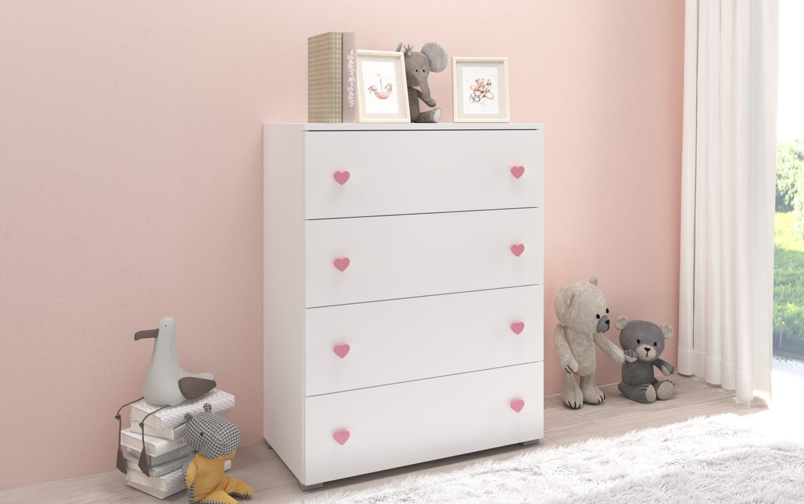 ELZA chest of drawers, white/pink, ADRK - Image 2